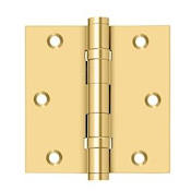 Deltana 3-1/2 x 3-1/2 Ball Bearing Square Corner Full Mortise Hinge - Pair Lifetime Brass