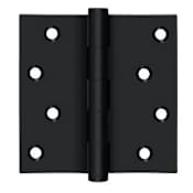 Deltana 4" x 4" Solid Brass Square Corner Plain Bearing Full Mortise Hinge with Zig Zag Hole Pattern - Pair Black