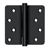 Deltana 4" x 4" Solid Brass 1/4" Radius Corner Plain Bearing Full Mortise Hinge with Zig Zag Hole Pattern - Pair Black