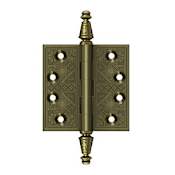 Deltana 3.5" x 3.5" Solid Brass Square Corner Plain Bearing Mortise Hinge - Pair Antique Brass