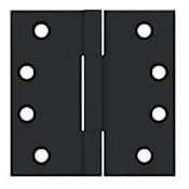 Deltana 4" x 4" Solid Brass Square Corner Plain Bearing Full Mortise Hinge - Pair Black