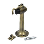 Deltana Commercial 6" Tall Solid Brass Floor Mount Door Bumper Stop with Hook Latch Antique Brass