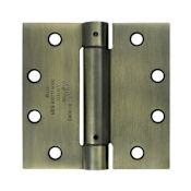 Deltana 4-1/2" x 4-1/2" Square Corner Spring Hinge - Single Hinge Antique Brass