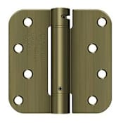 Deltana 4 x 4 Ball Bearing 5/8" Radius Corner Spring Hinge - Single Hinge Antique Brass
