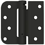 Deltana 4" x 4" Ball Bearing 5/8" Radius Corner, Square Corner Spring Hinge - Single Hinge Black
