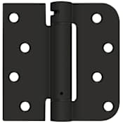 Deltana 4" x 4" Ball Bearing 5/8" Radius Corner, Square Corner Spring Hinge - Single Hinge Black