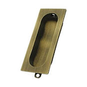 Deltana 3-1/8" Tall Solid Brass Rectangular Flush Pocket Door Pull Antique Brass