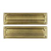Deltana 13-1/8" x 3-5/8" Solid Brass Mail Slot with Interior Flap Antique Brass