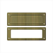 Deltana 8-7/8 Inch Wide Solid Brass Mail Slot with Interior Frame Antique Brass