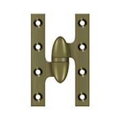 Deltana 5" x 3-1/4" Solid Brass Left Hand Olive Knuckle Hinge with Ball Bearing Antique Brass