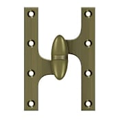 Deltana 6" x 4" Solid Brass Left Hand Olive Knuckle Hinge with Ball Bearing Antique Brass