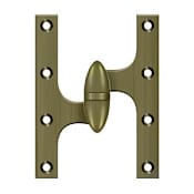 Deltana 6" x 4-1/2" Solid Brass Left Hand Olive Knuckle Hinge with Ball Bearing Antique Brass