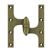 Deltana Solid Brass 6" x 5" Right Hand Olive Knuckle Hinge with Ball Bearing Antique Brass