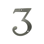 Deltana 4" Solid Brass Traditional House Number - #3 Antique Nickel