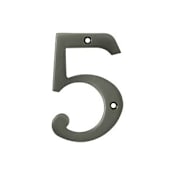 Deltana 4" Solid Brass Traditional House Number - #5 Antique Nickel