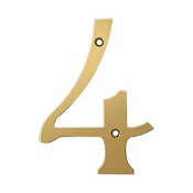 Deltana 6" Solid Brass Traditional House Number - #4 Lifetime Polished Brass