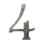 Deltana 6" Solid Brass Traditional House Number - #4 Antique Nickel