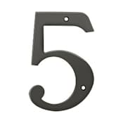 Deltana 6" Solid Brass Traditional House Number - #5 Oil Rubbed Bronze