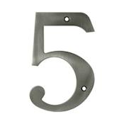 Deltana 6" Solid Brass Traditional House Number - #5 Antique Nickel