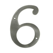 Deltana 6" Solid Brass Traditional House Number - #6 Antique Nickel