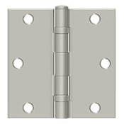 Deltana 3-1/2" x 3-1/2" Ball Bearing Square Corner Hinge - Pair Brushed Nickel