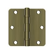 Deltana 3-1/2" x 3-1/2" Ball Bearing 1/4" Radius Corners Mortise Hinge - Pair Antique Brass