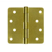 Deltana 4 x 4 Plain Bearing 1/4" Radius Corner Full Mortise Hinge - Pair Antique Brass