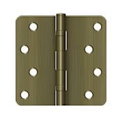 Deltana 4" x 4" Ball Bearing 1/4" Radius Corners Mortise Hinge - Pair Antique Brass