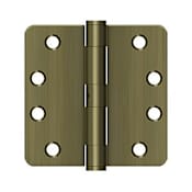 Deltana 4" x 4" Ball Bearing 1/4" Radius Corners Mortise Hinge - Pair Antique Brass