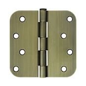 Deltana 4" x 4" Plain Bearing 5/8" Radius Corners Mortise Hinge - Pair Antique Brass