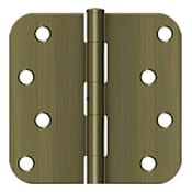 Deltana 4" x 4" Plain Bearing 5/8" Radius Corner Full Mortise Hinge - Pair Antique Brass