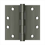 Deltana Commercial 4-1/2" x 4-1/2" Square Corner Ball Bearing Mortise Hinge - Pair Antique Nickel