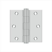 Deltana Commercial 3" x 3" Stainless Steel Square Corner Plain Bearing Mortise Hinge - Pair Polished Stainless Steel