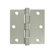 Deltana 3-1/2 x 3-1/2 Inch Stainless Steel Square Corner Ball Bearing Residential Mortise Hinge - Pair Satin Stainless Steel
