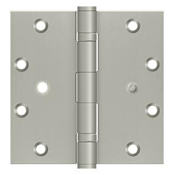 Deltana 5" x 5" Ball Bearing Square Corner Full Mortise Hinge - Pair Brushed Nickel