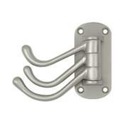 Deltana Heavy Duty Solid Brass Triple Swivel Bath Robe Hook Satin Nickel