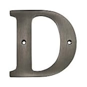 Deltana 4" Solid Brass Traditional House Letter D Antique Nickel