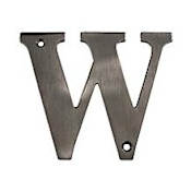 Deltana 4" Solid Brass Traditional Block House Letter - W Antique Nickel