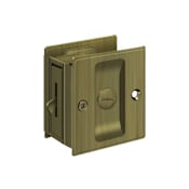 Deltana Solid Brass Privacy Sliding Pocket Door Lock| 2-3/4" x 2-1/2" Antique Brass