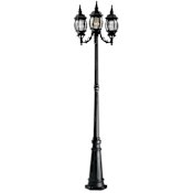 Designers Fountain 3 Light 84" 3 Head Post Lantern with Clear Beveled Glass Black
