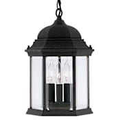 Designers Fountain 3 Light 9.5" Cast Aluminum Hanging Lantern from the Devonshire Collection Black