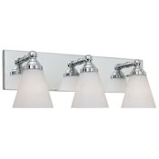 Designers Fountain Contemporary Three Light 300W Bathroom Wall Fixture from the Hudson Collection Chrome