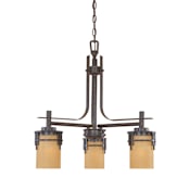 Designers Fountain Asian Three Light Down Lighting Chandelier from the Mission Ridge Collection Warm Mahogany