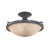 Designers Fountain Austin Three Light Down Lighting Semi Flush Ceiling Fixture Weathered Saddle