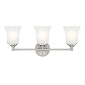 Designers Fountain Bronson 3 Light 23" Reversible Bathroom Vanity Light with Frosted Glass Shades Brushed Nickel