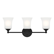 Designers Fountain Bronson 3 Light 23" Reversible Bathroom Vanity Light with Frosted Glass Shades Matte Black