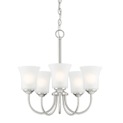 Designers Fountain Bronson 5 Light 20" Wide Chandelier with Frosted Glass Shades Brushed Nickel