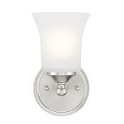 Designers Fountain Bronson Single Light 5" Reversible Bathroom Sconce with Frosted Glass Shades Brushed Nickel