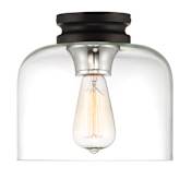 Designers Fountain Ezra 9" Wide Semi-Flush Ceiling Fixture Black / Polished Nickel