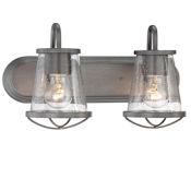 Designers Fountain Darby 2 Light 18" Wide Bathroom Vanity Light with Seedy Glass Shades Weathered Iron